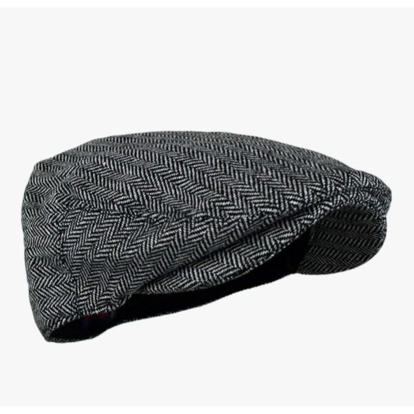 Men's Newsboy Ivy Hat Wool Blend Tweed Large/X-Large Grey Classic Herringbone - Picture 4 of 9